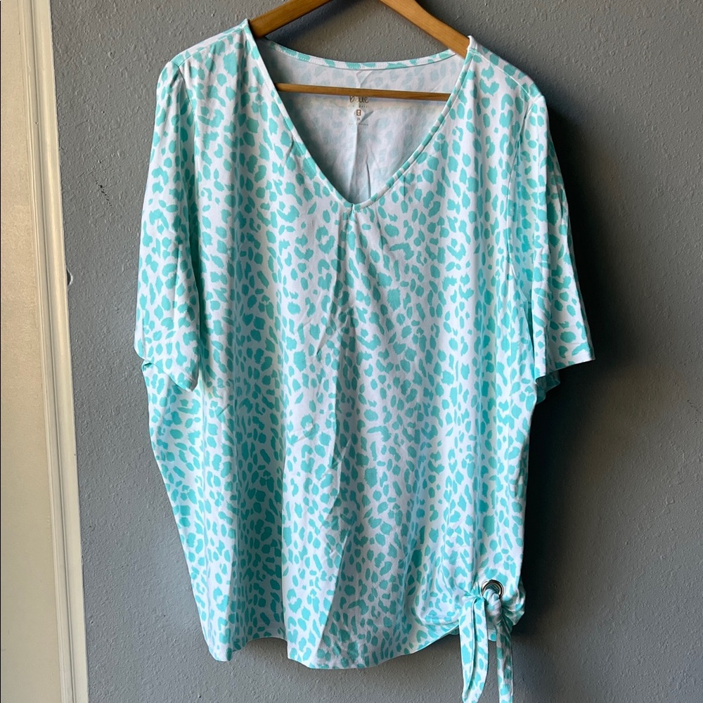 Belle by Kim Gravel TripleLuxe Knit Leopard Print Side-Tie Top - Picture 2 of 9